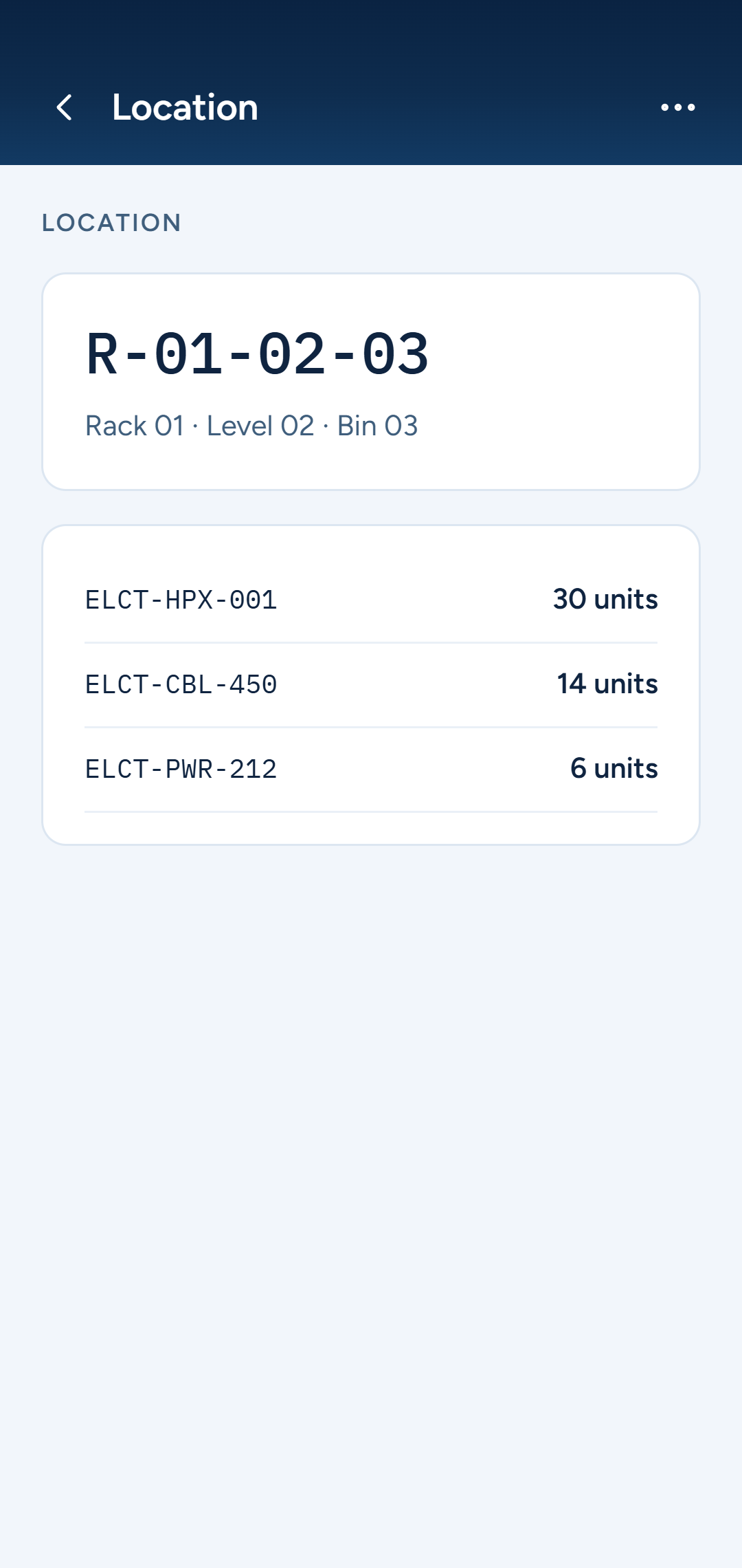 Handheld location detail screen